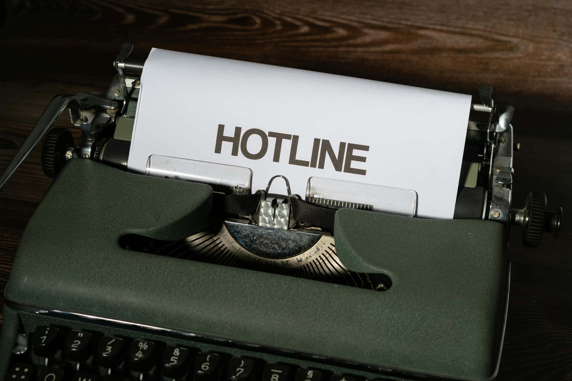 Hotline written on a typewriter
