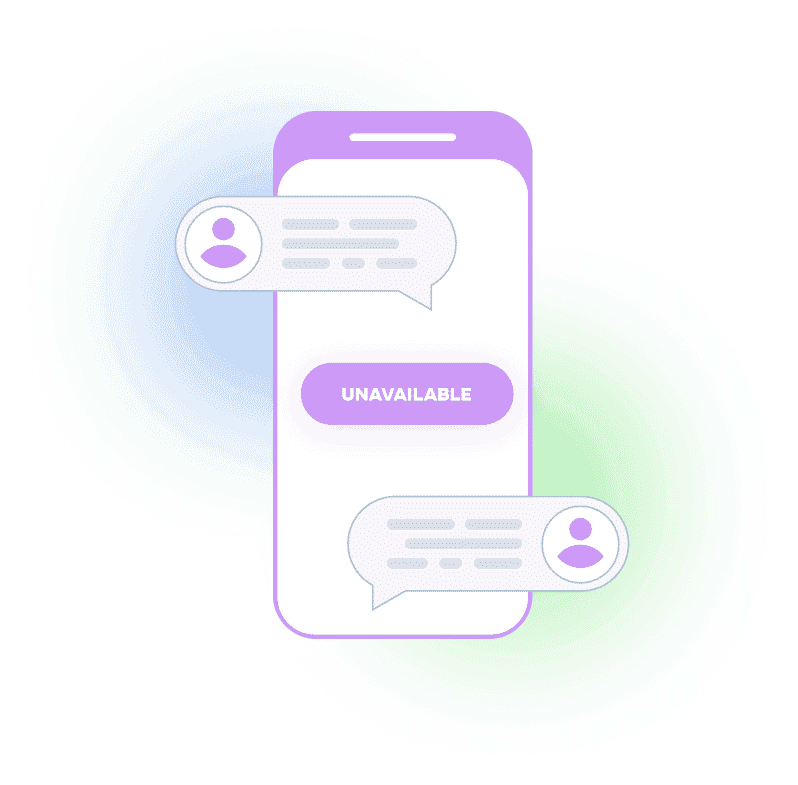 Mobile phone showing quick unavailability toggle for automated call routing