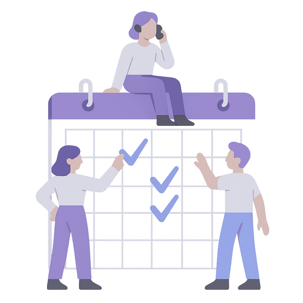 On-call schedule calendar showing volunteer shift coverage